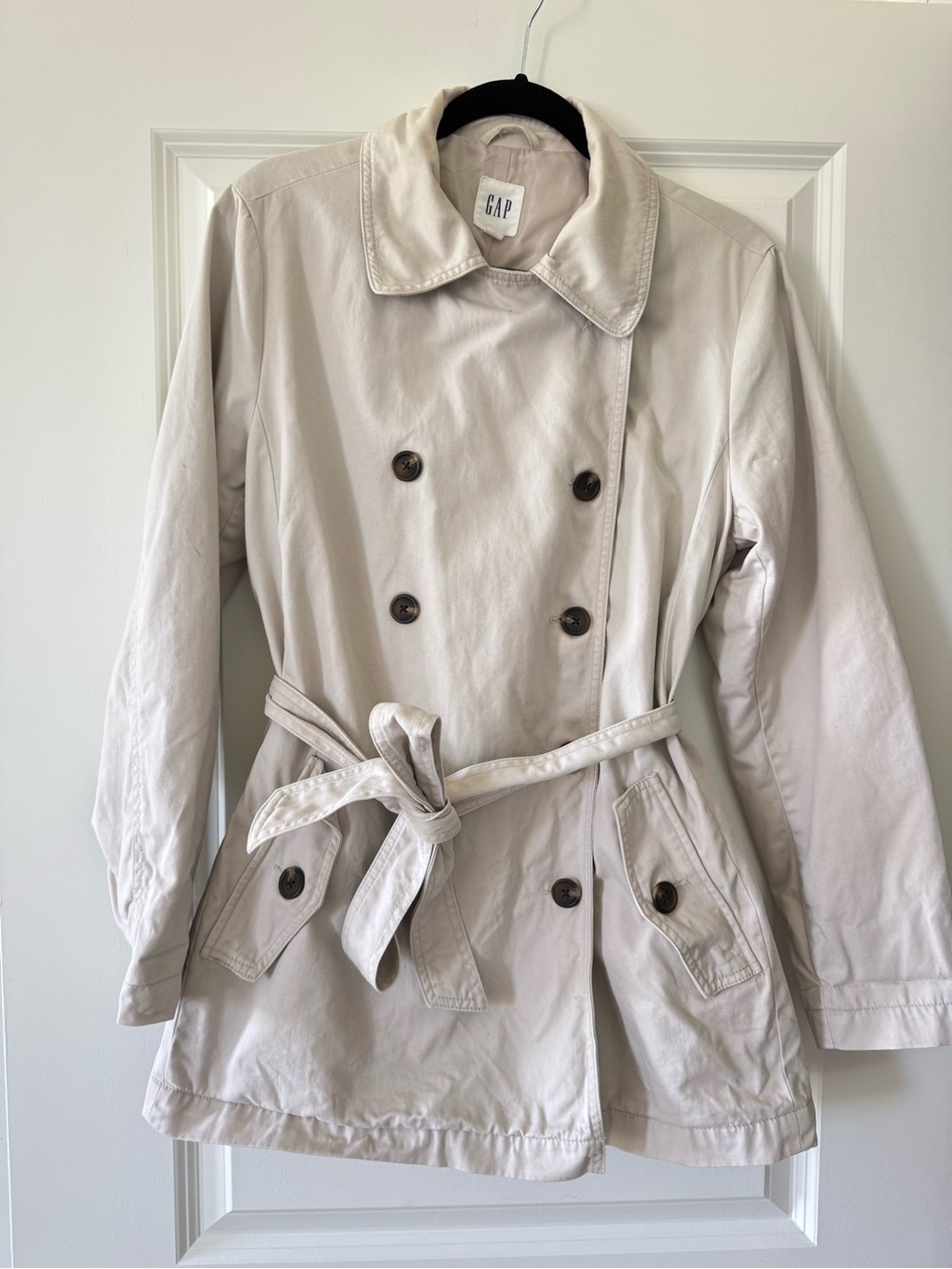 GAP Light Cream Double-Breasted Trench with Belt